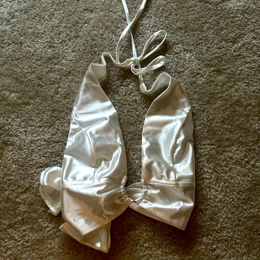 White Satin Halter Top